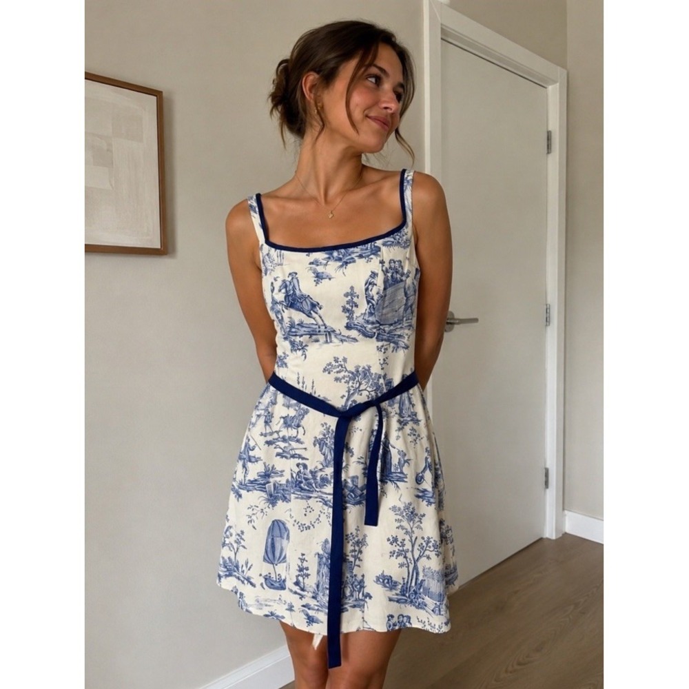 NWT shoshanna toile dress Blue Size 4 Short French